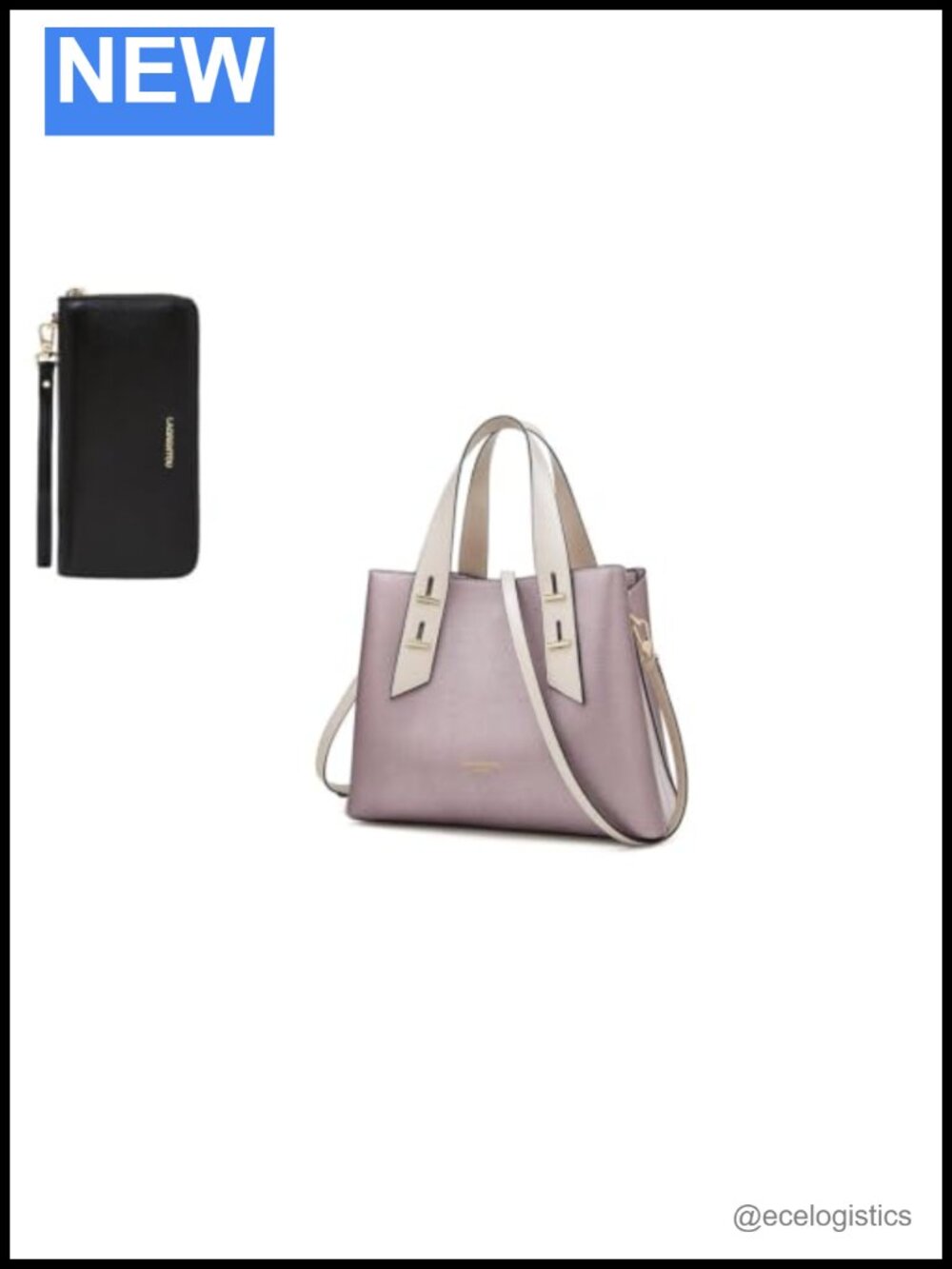 Genuine Leather Crossbody Satchel Handbag with Detachable Wristlet Wallet